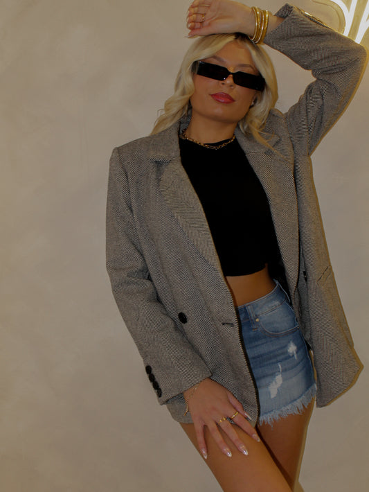 Grey Structured Blazer for Women