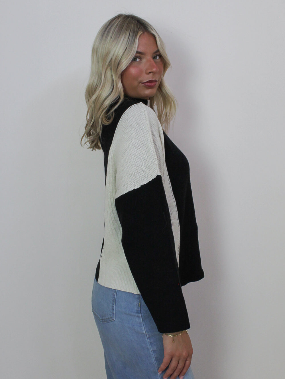 Black and White Color Block Sweater The Obcessory Large