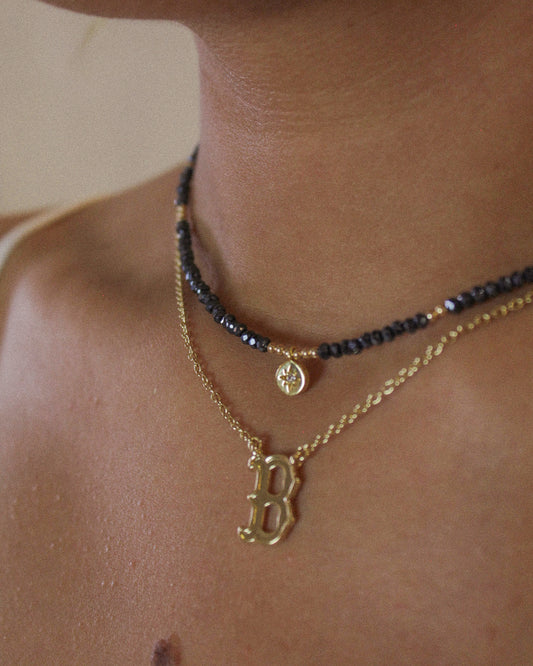 Boston B Logo Gold Necklace 