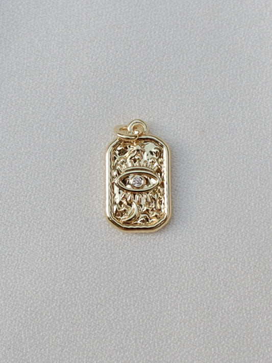 Gold Evil Eye Pendant with Celestial accents 