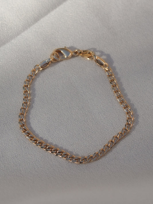 Gold, Thin Cuban Link Bracelet