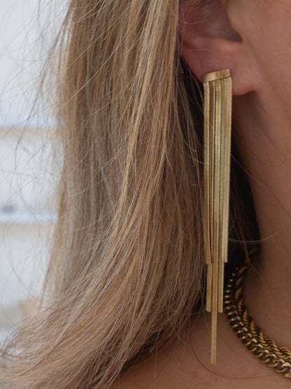 Gold Duster Earring with Snake Chains