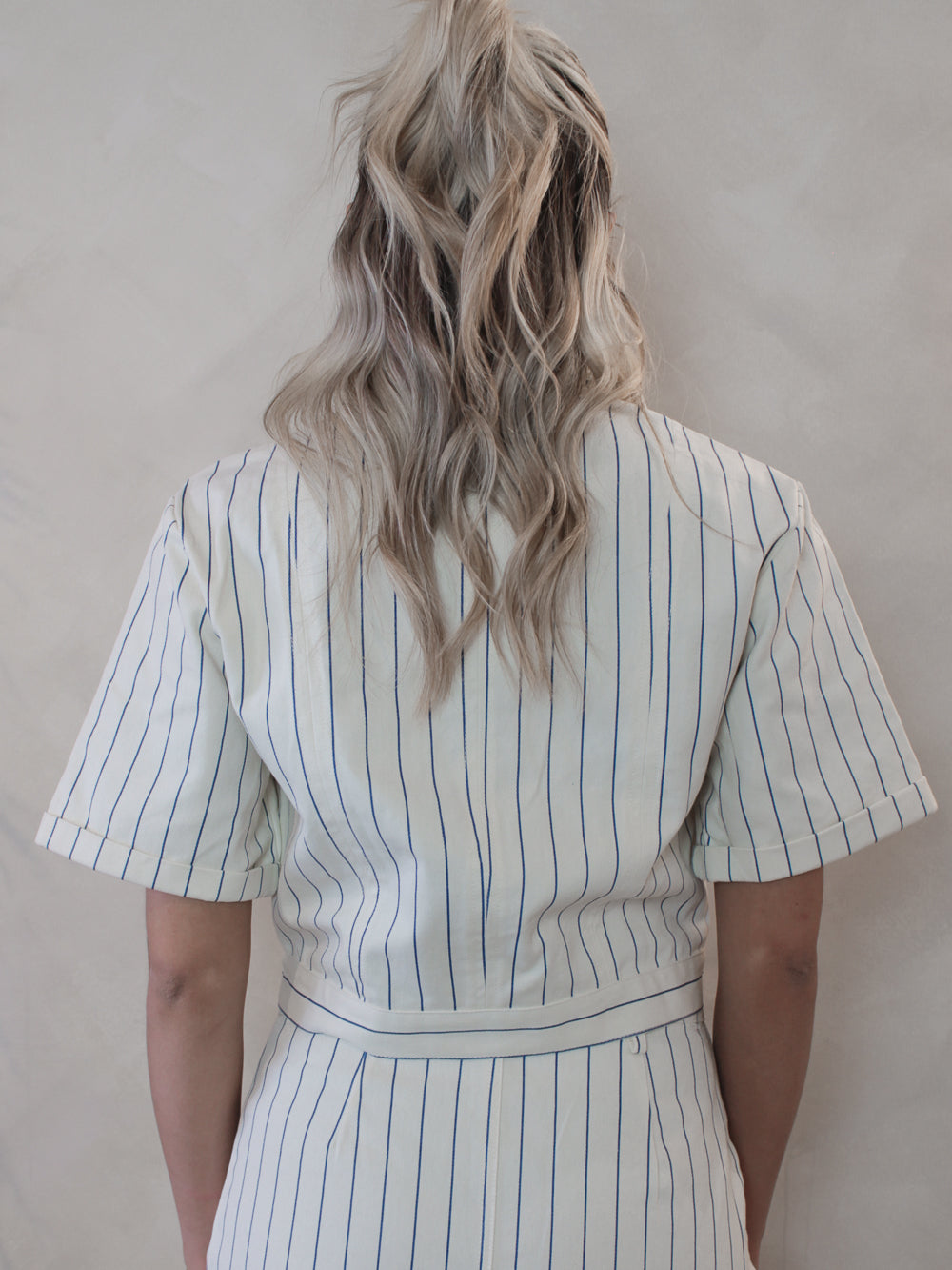 White & Blue Stripe Denim Top Shacket