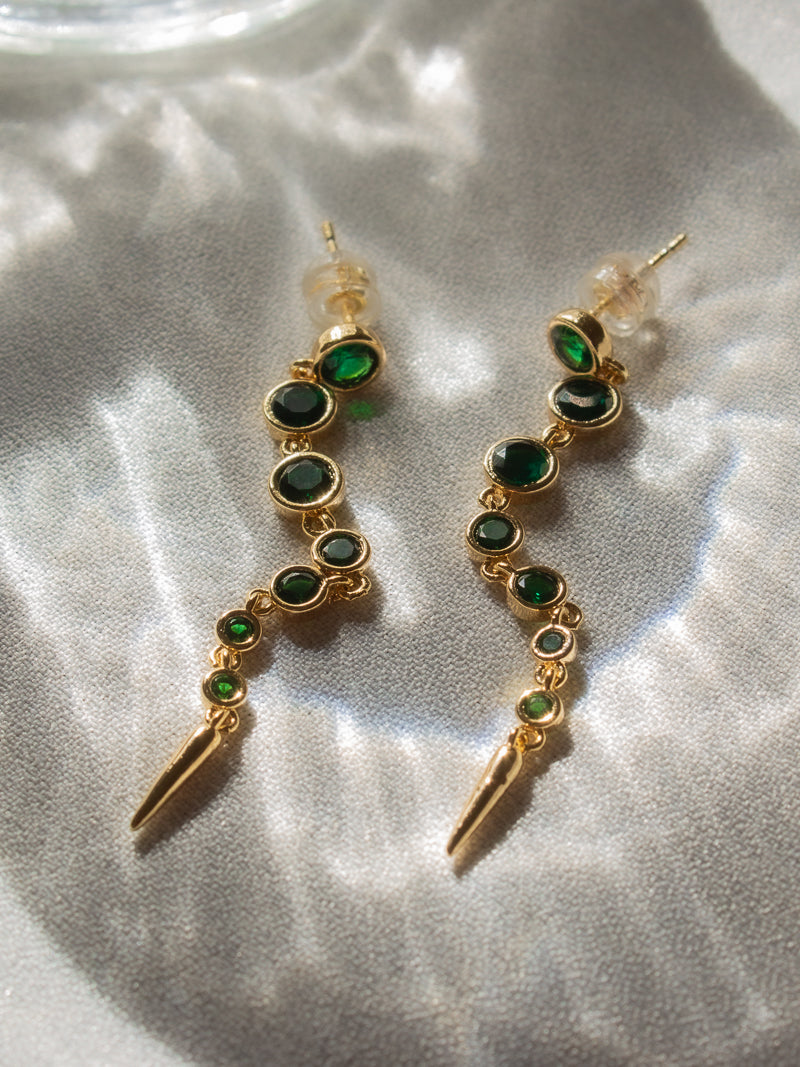 Emerald Drop Stud Earrings by RAD + RAE