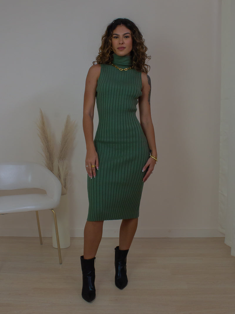 MOCKNECK SLEEVELESS SWEATER DRESS