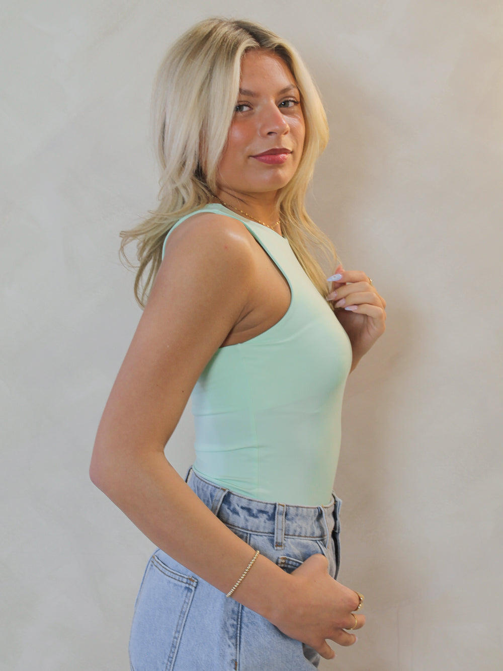 STEVE MADDEN NICO BODYSUIT IN MINT