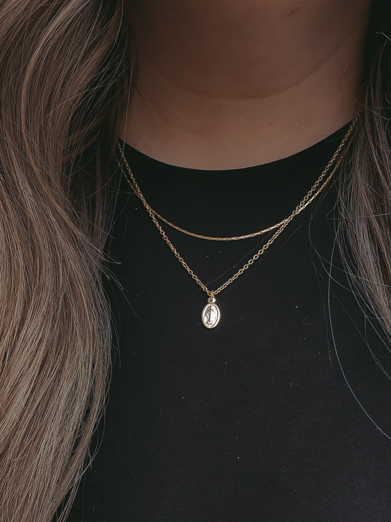 Layered Gold Necklace with Saint Charm | Twenty Compass