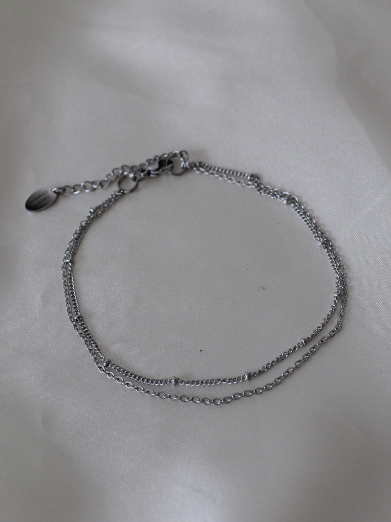 SILVER DOUBLE LAYERED ANKLET 