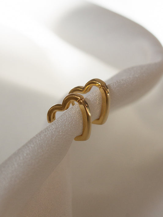 Gold Heart Earrings | Gold Heart Huggies