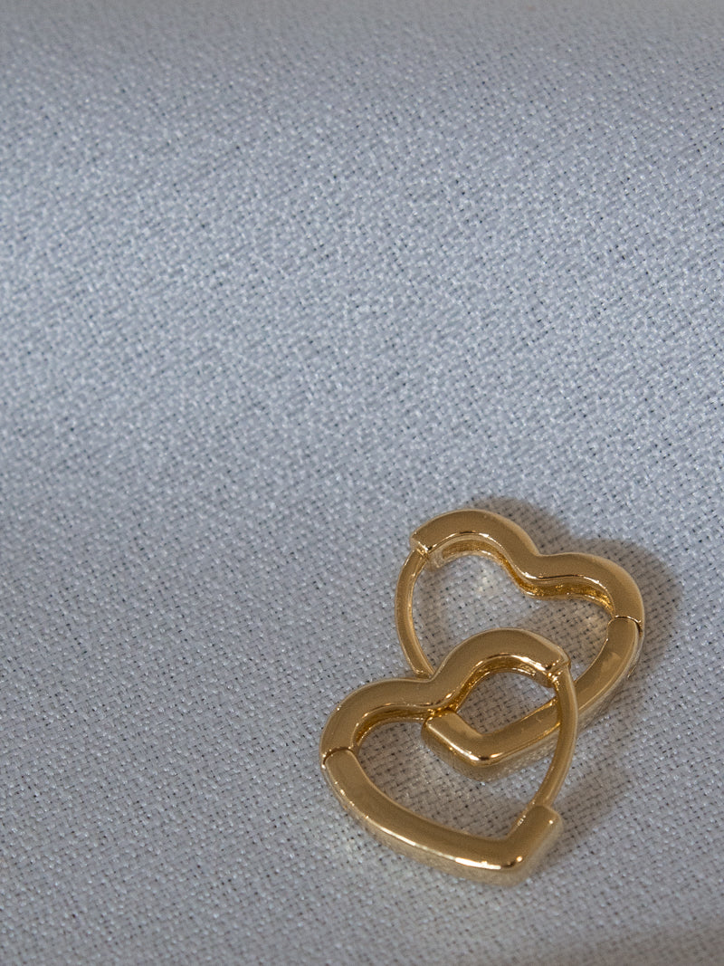Gold Heart Huggie Earrings