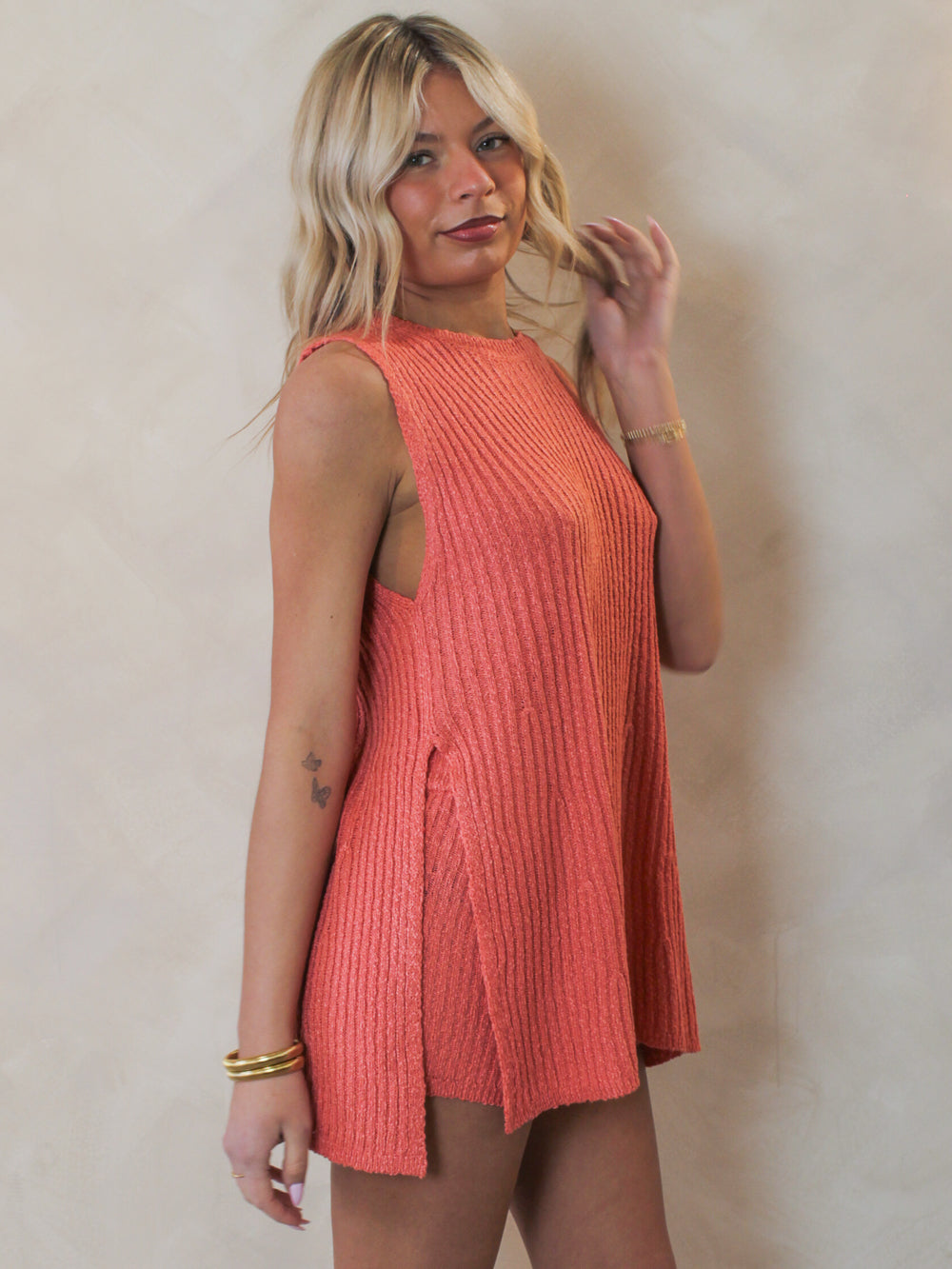Knit Coral Set for the Beach 
