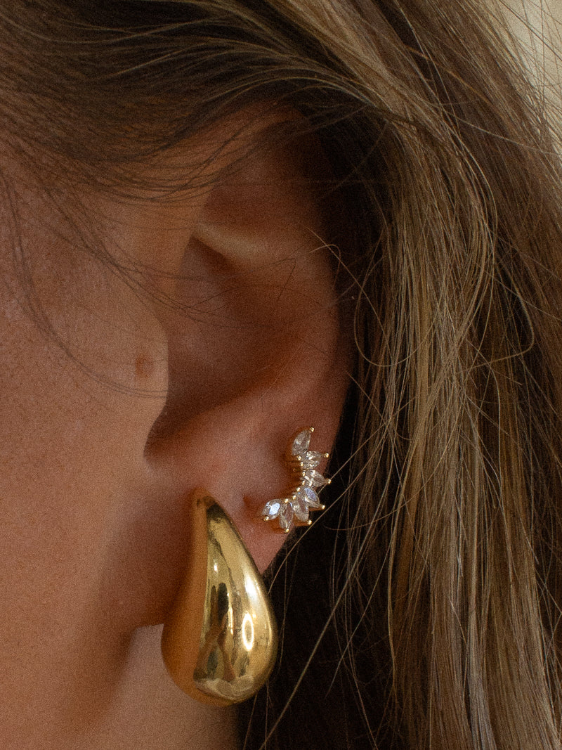 Gold Teardrop Style Stud Earrings 