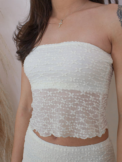 Textured Lace Tube Top