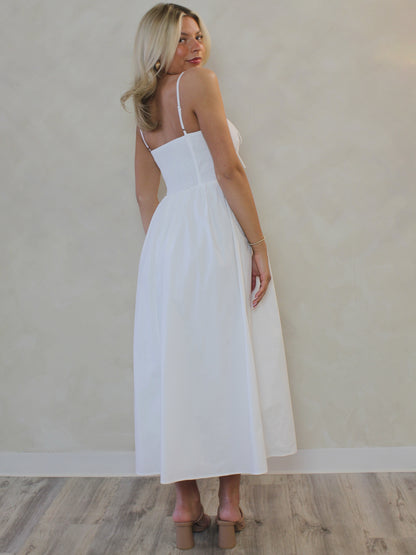 White Fit and Flare Midi Dress