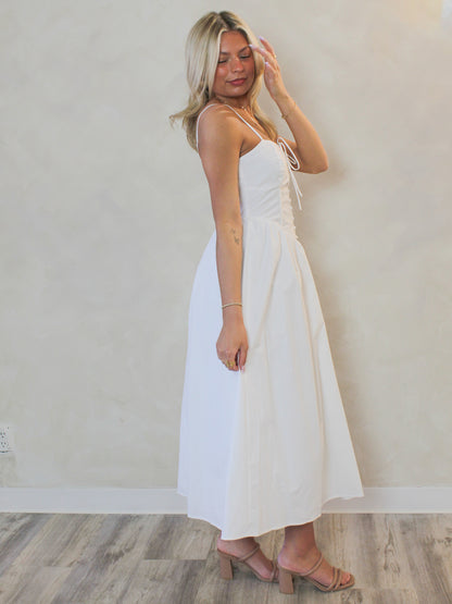 Fit & Flare Midi Dress with Corset Style Bodice