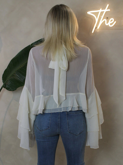 DREAM ON SHEER RUFFLE TOP