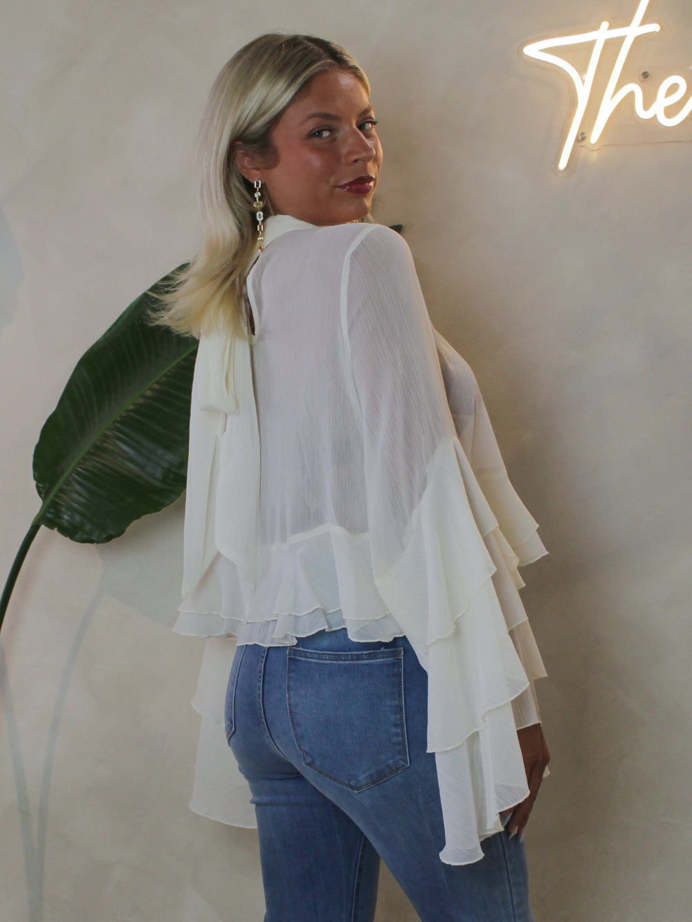 DREAM ON SHEER RUFFLE TOP