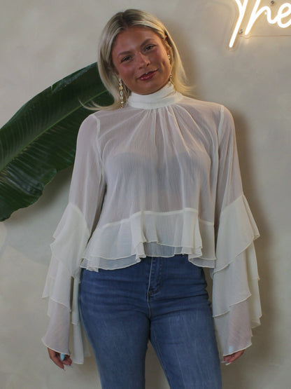 DREAM ON SHEER RUFFLE TOP