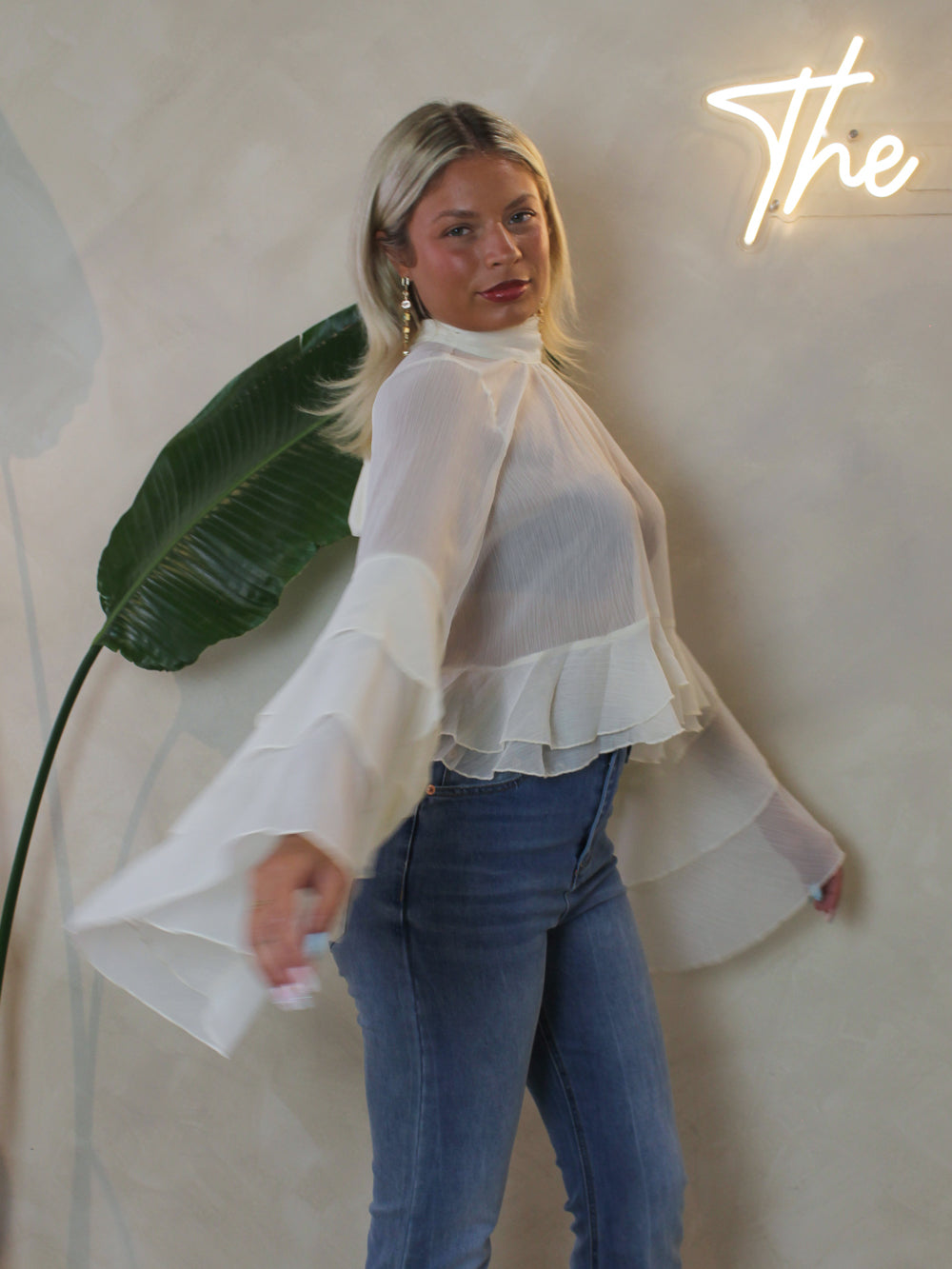 DREAM ON SHEER RUFFLE TOP
