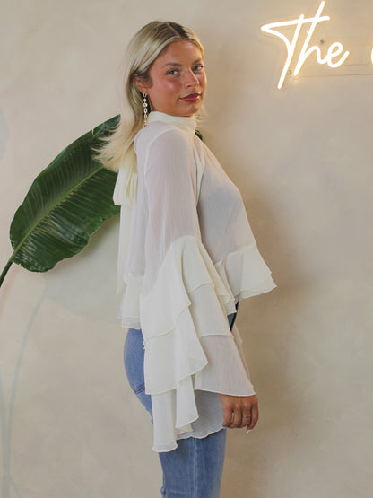 DREAM ON SHEER RUFFLE TOP