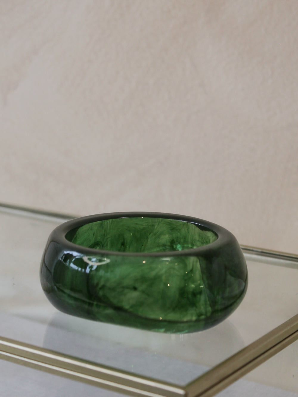 Green resin bangle bracelet 
