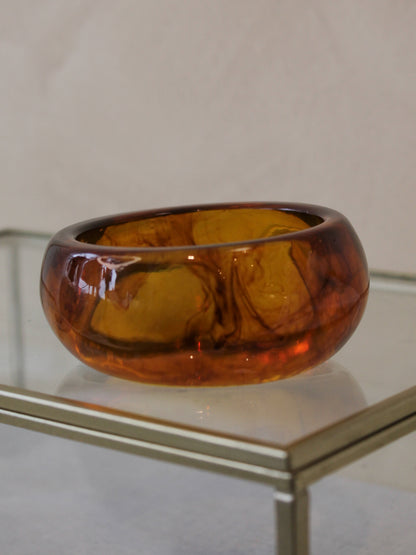 Clear brown, chunky resin bangle bracelet for women 
