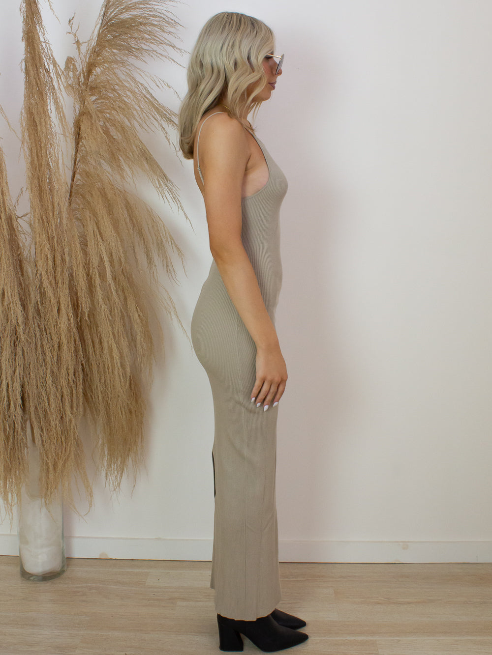 Tan Effortless Ribbed Maxi Dress | The Obcessory Tan Effortless Ribbed Maxi Dress | The Obcessory