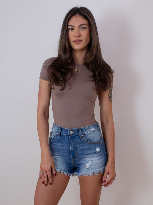 Brown Short Sleeve Bodysuit 