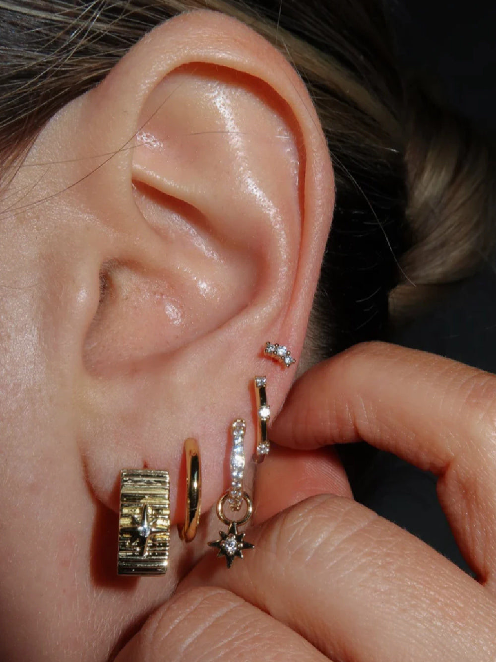 Gold Earring Stack Inspo 