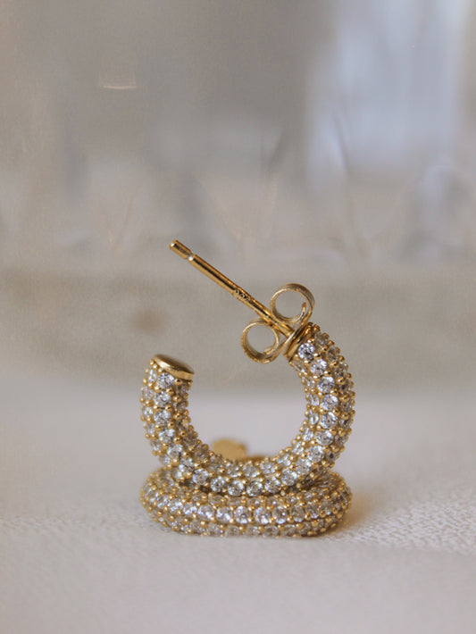 Pave Gold Hoop Earrings 