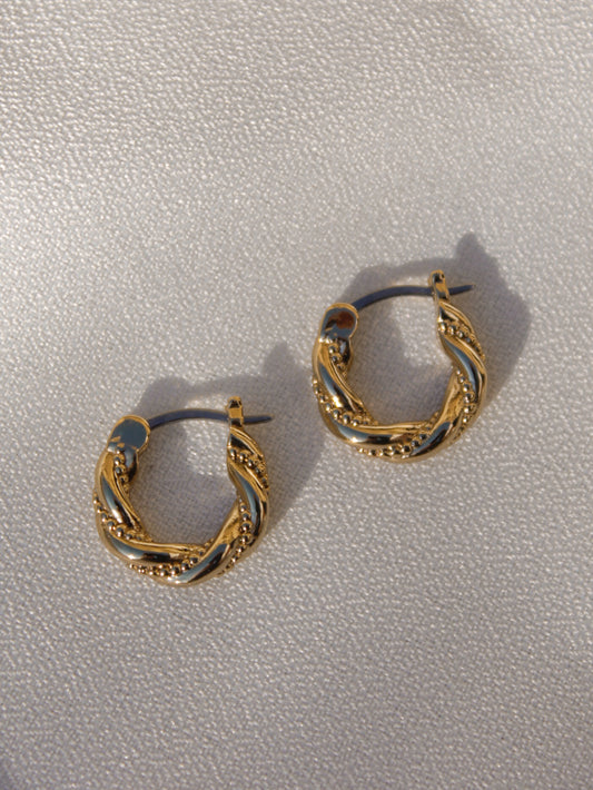 Gold Twisted Mini Hoop 