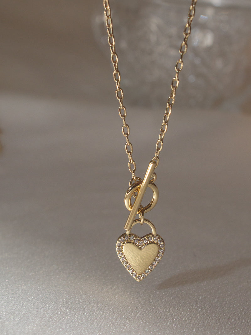 Gold Heart Toggle Necklace 