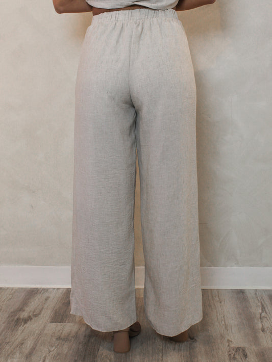 Wide leg linen pants for women - back view