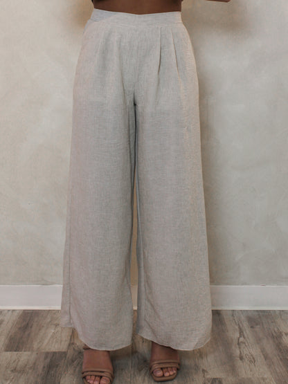 wide leg linen trousers for women outfit 