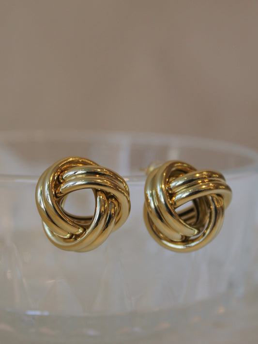 Pair of gold knot stud earrings