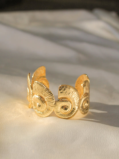 Golden shell cuff bracelet
