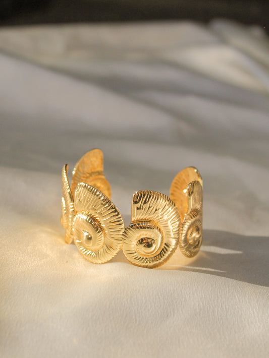 Golden shell cuff bracelet