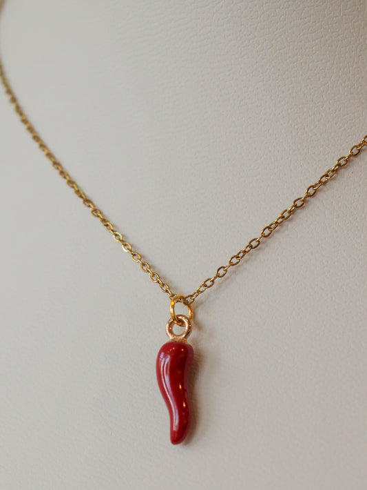 Red Italian pepper charm necklace 