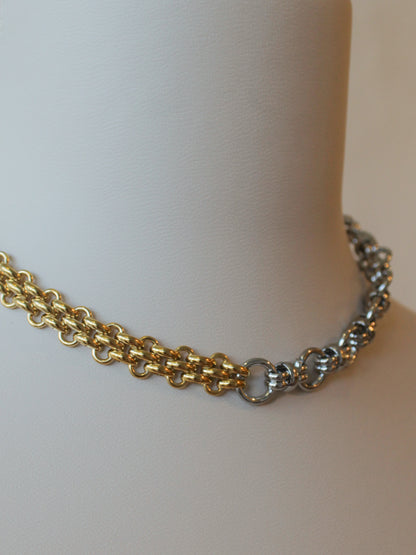 Gold and silver mixed metal chunky chain 
