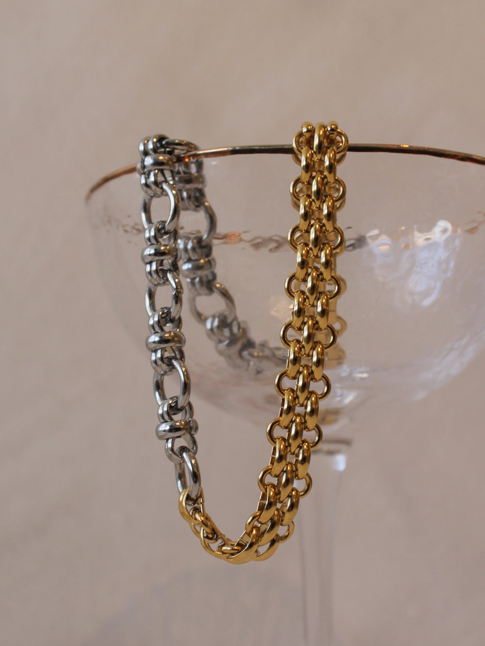 Silver & gold mixed metal chain for women 
