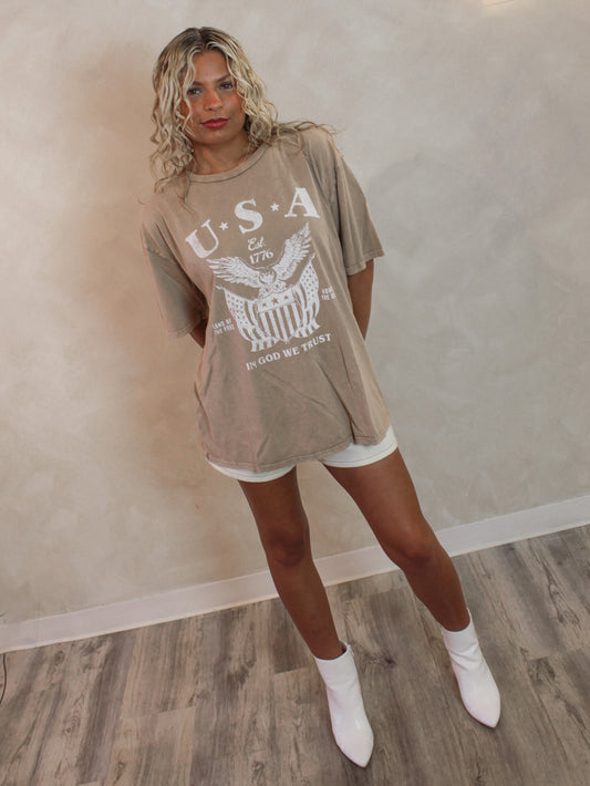 USA Tan Graphic Tee 
