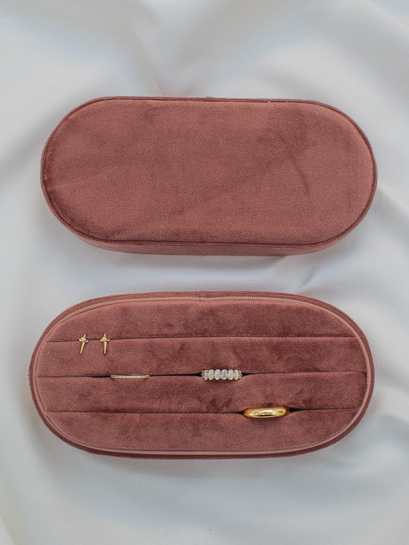 Large Ring Holder Jewelry Box in Dusty Rose