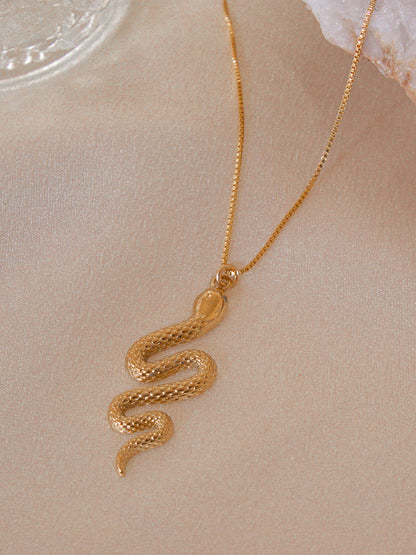 Gold Snake Charm Necklace for Women
