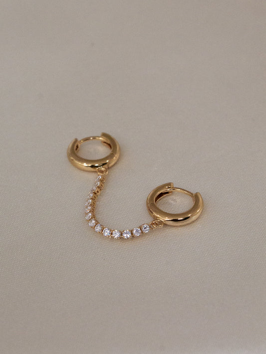 Gold Huggie For Double Piercing Earring 
