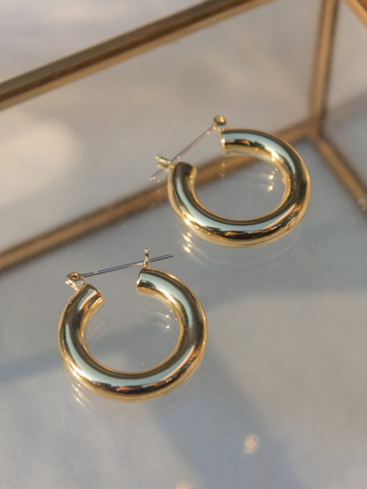 Gold Baby Amalfi Hoop Earrings by LUV AJ 