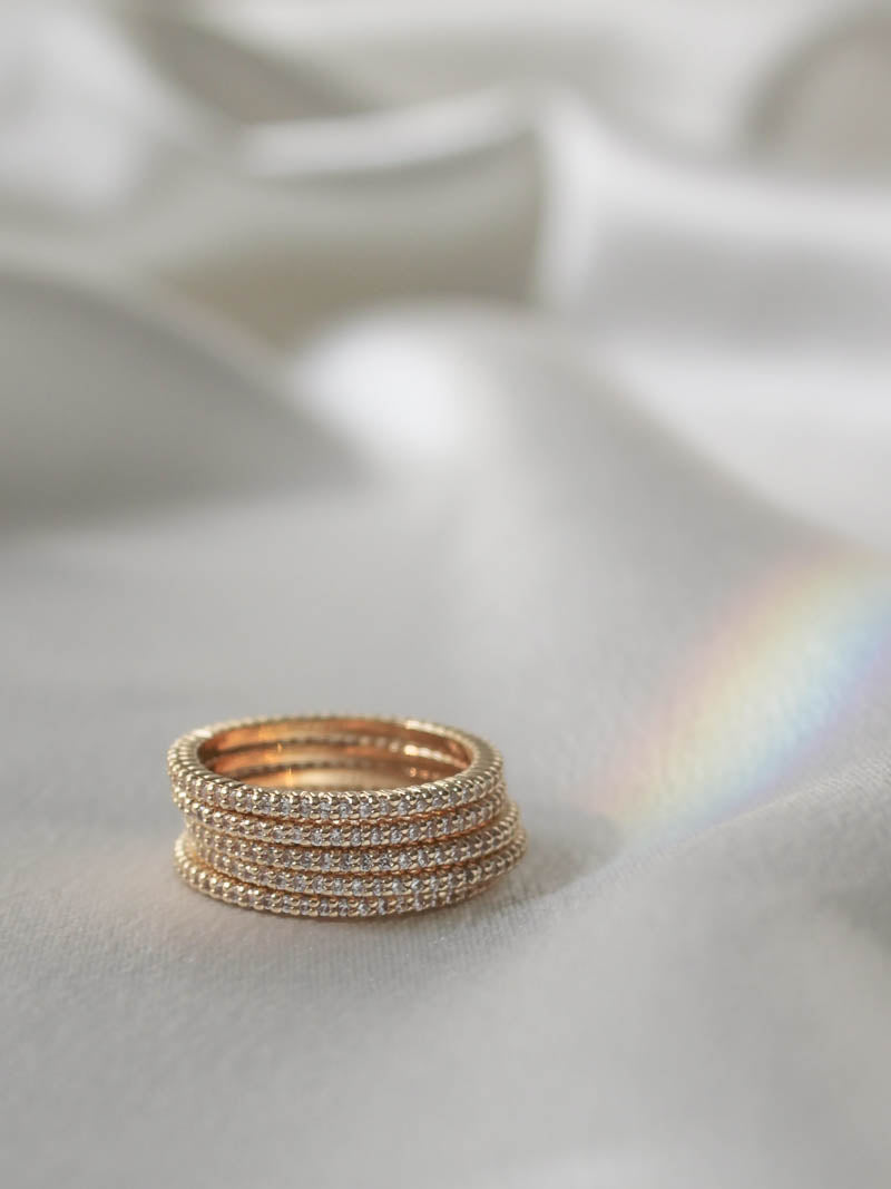 dainty gold Pave stacking ring