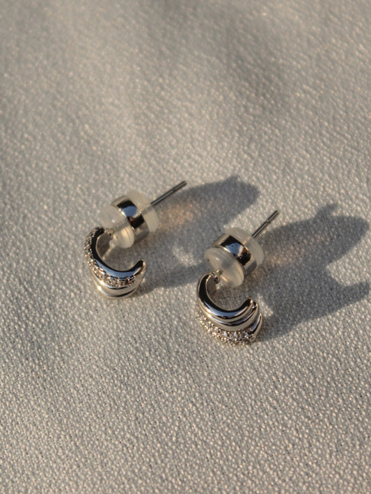 Luv AJ Silver Multi Piercing Hoop Huggies