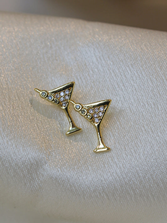 Gold martini stud earring