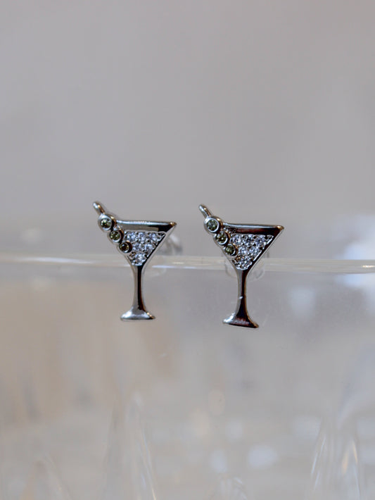 Silver martini stud earrings