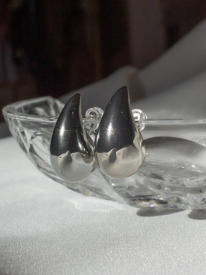 Small Silver Teardrop Stud Earrings